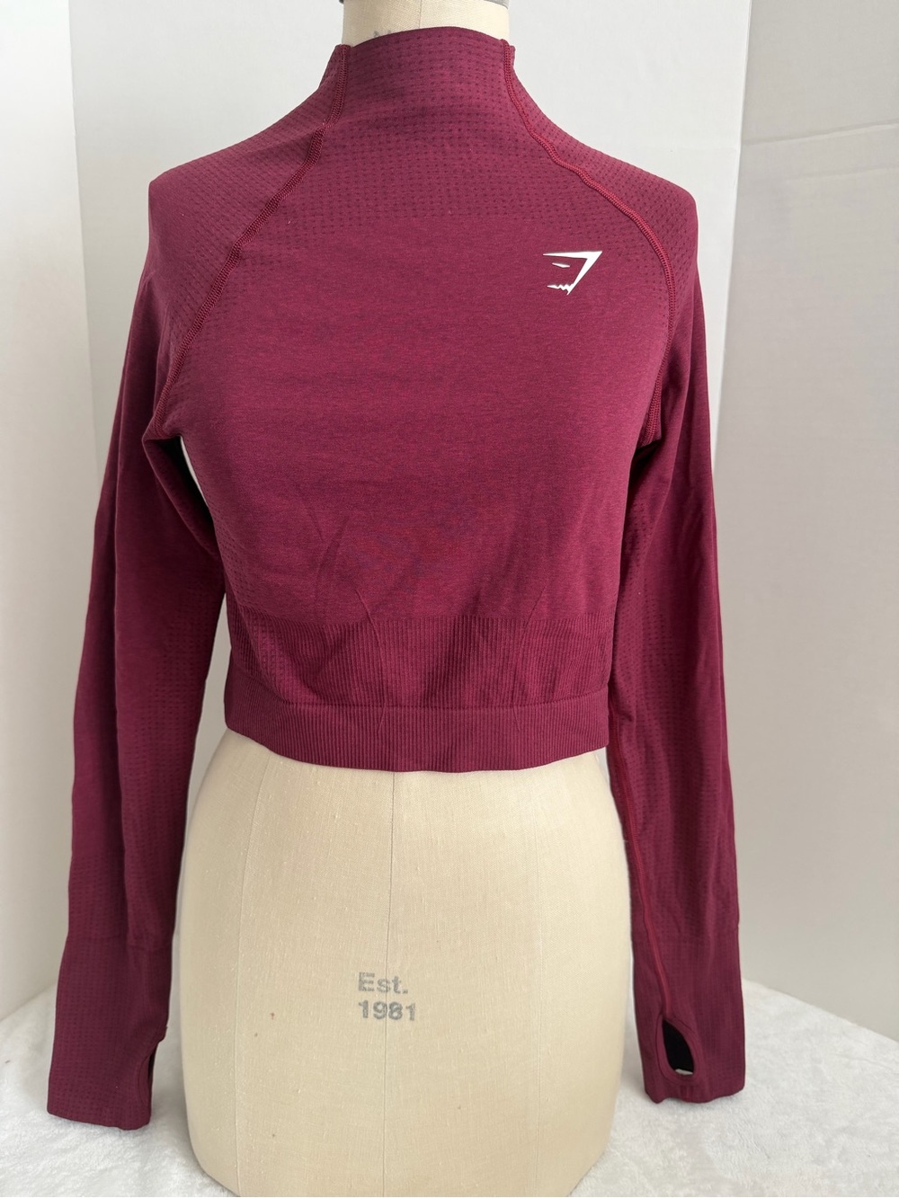 Gymshark Maroon Athletic Long Sleeve Crop Top Size XL